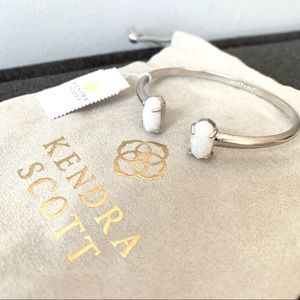 NEW Kendra Scott rhodium Kyocera opal cuff bracelet